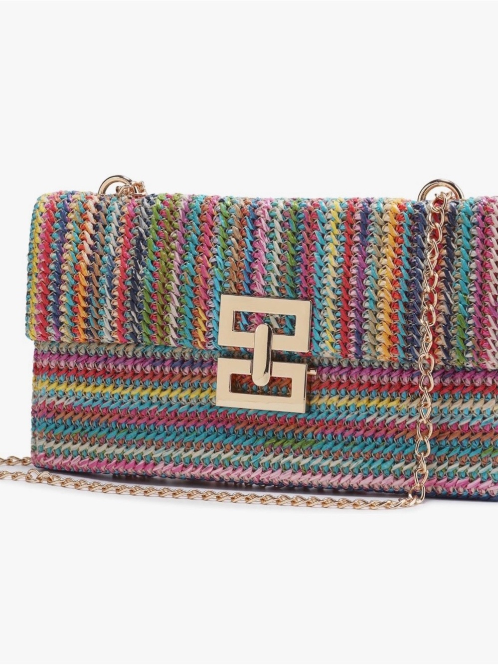 Multicolor Woven Chain Crossbody Bag